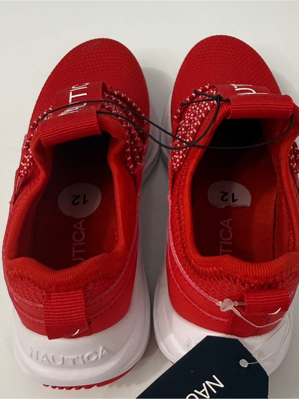 Nautica Kids Red Knit Slip-On Sneakers with White Sole